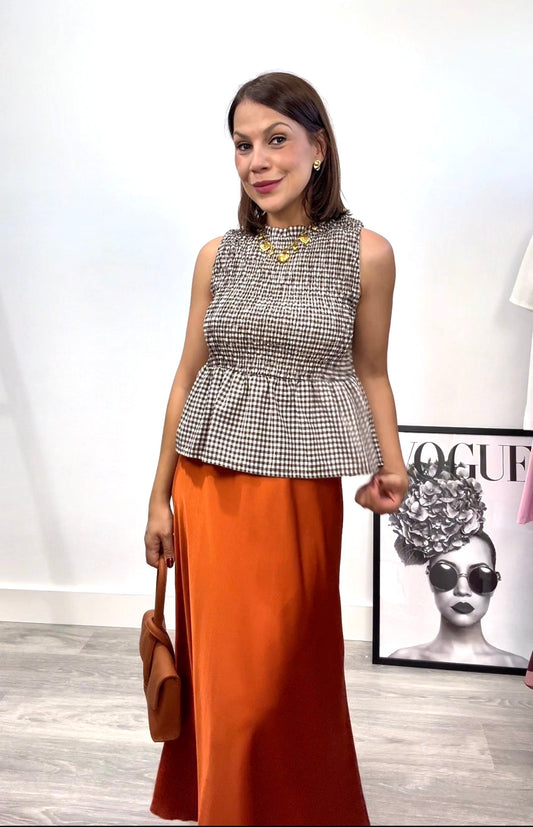 Blusa de Vichy marrón
