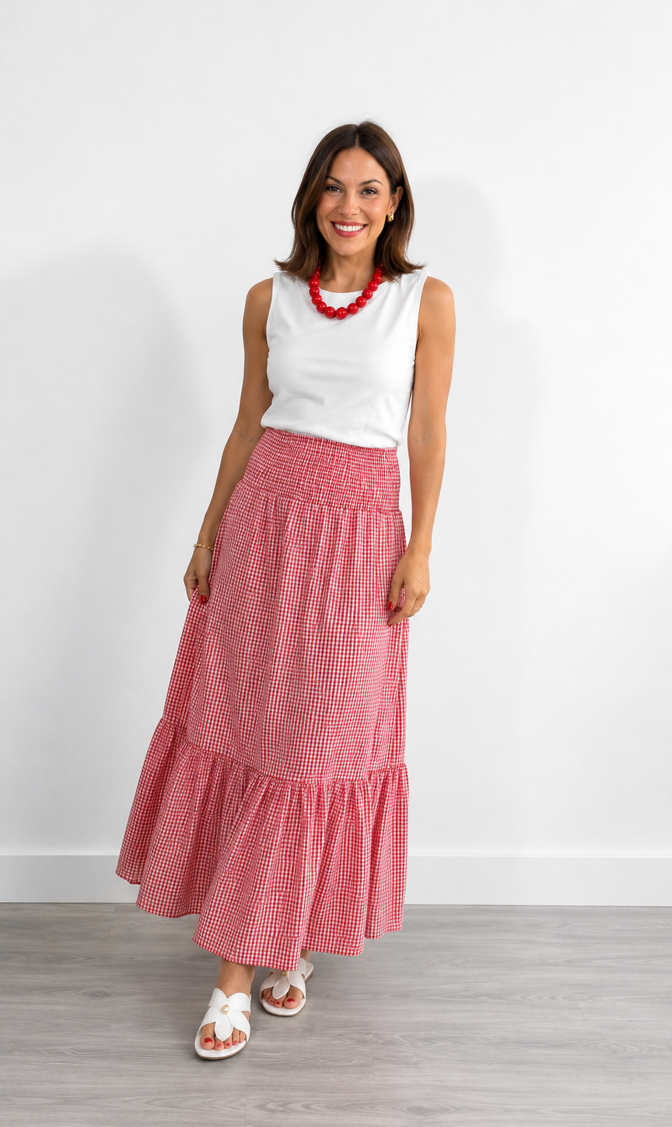 Falda de Vichy rojo