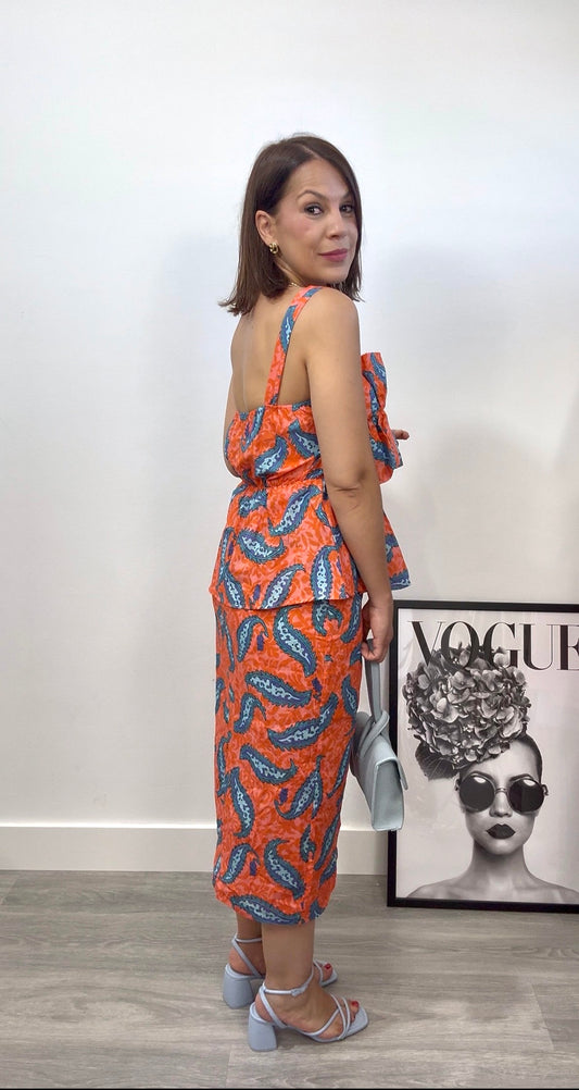 Falda estampada naranja
