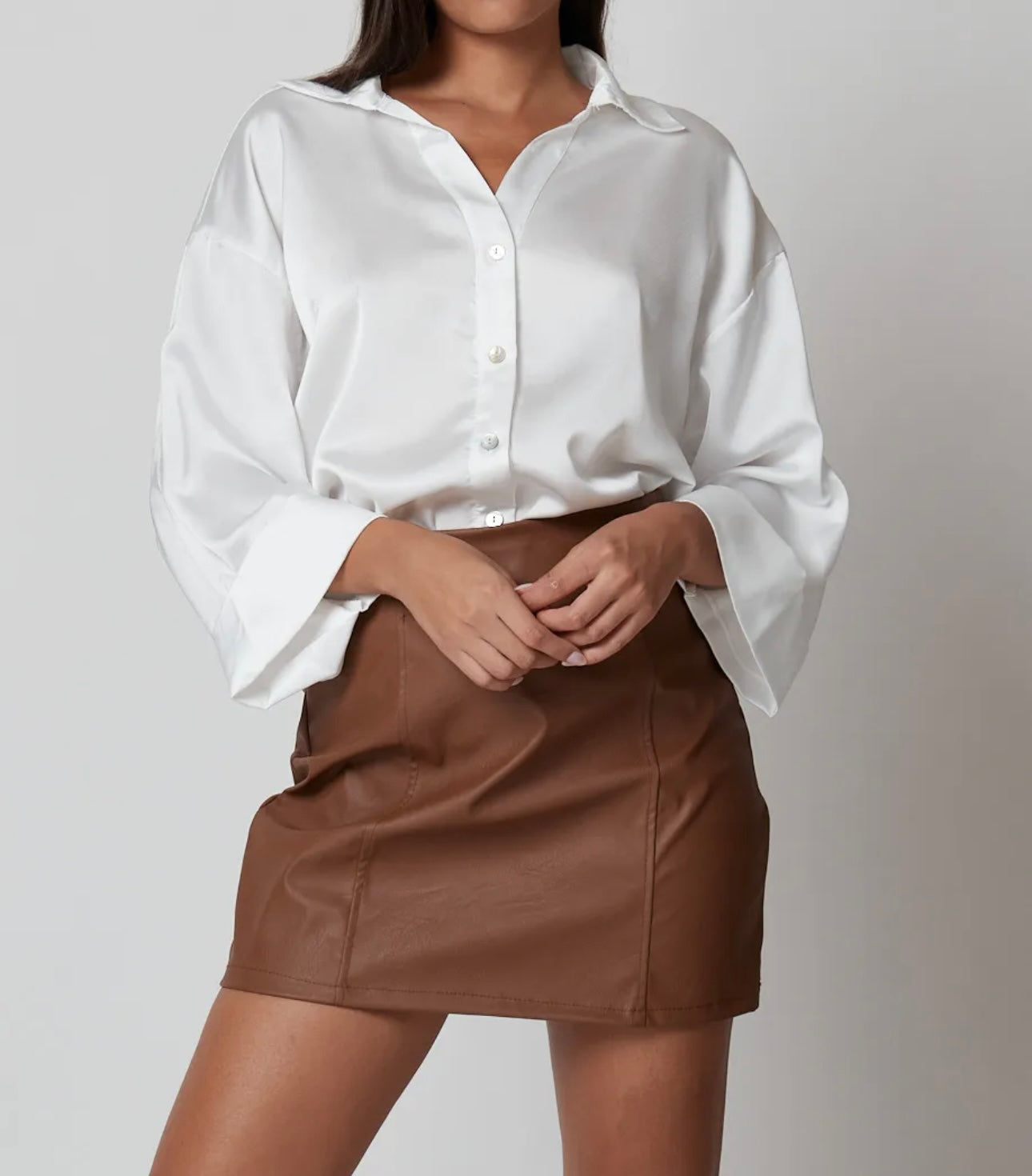 Camisa Satinada Manga 3/4