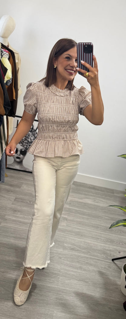 Blusa Cuadros nido de abeja