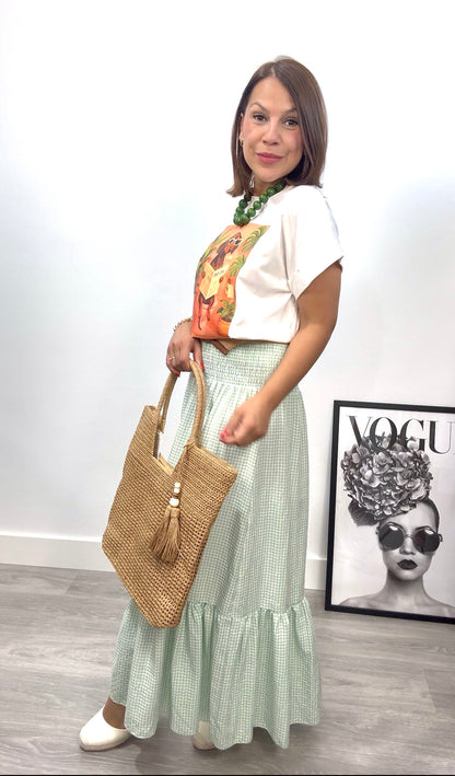 Falda Vichy verde