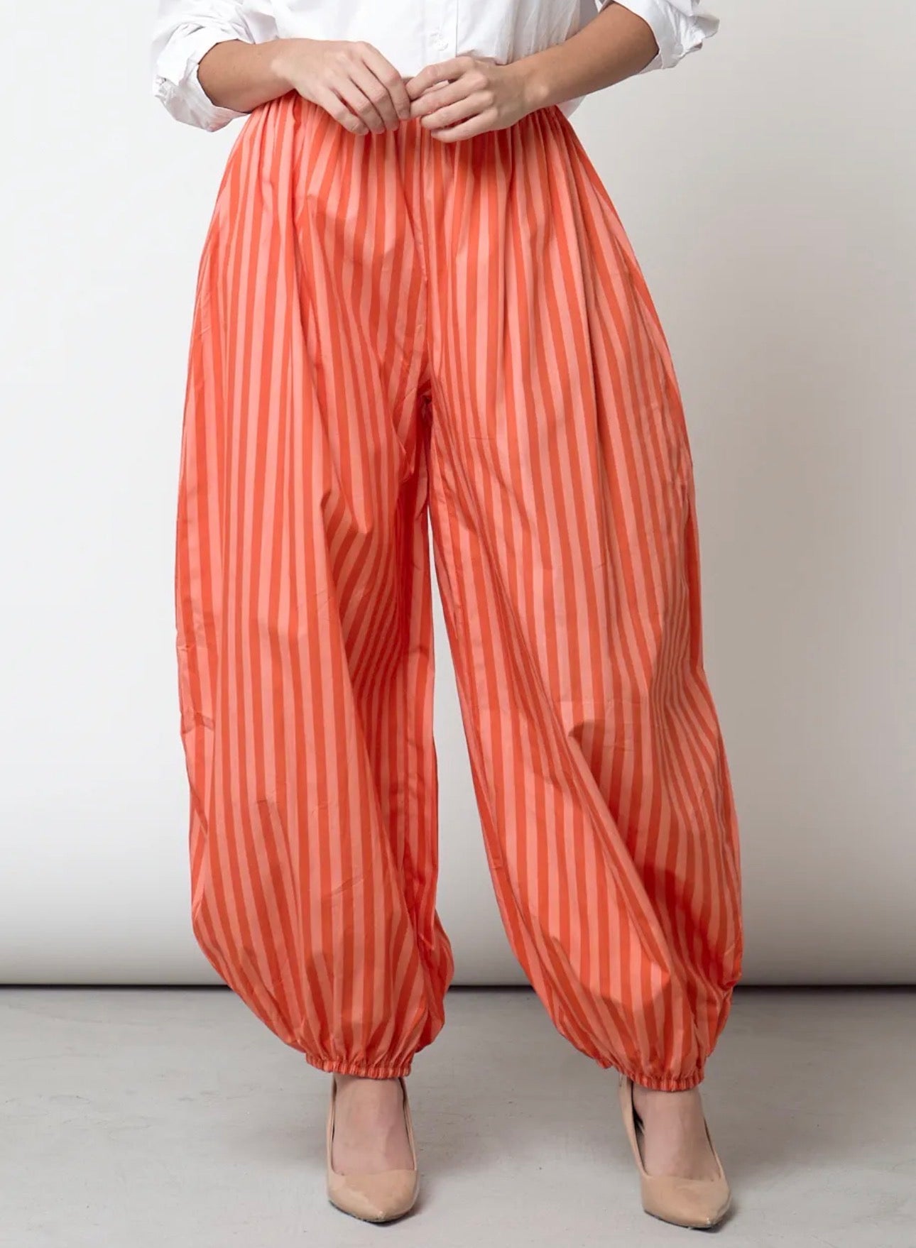 Pantalón bombacho de rayas naranja