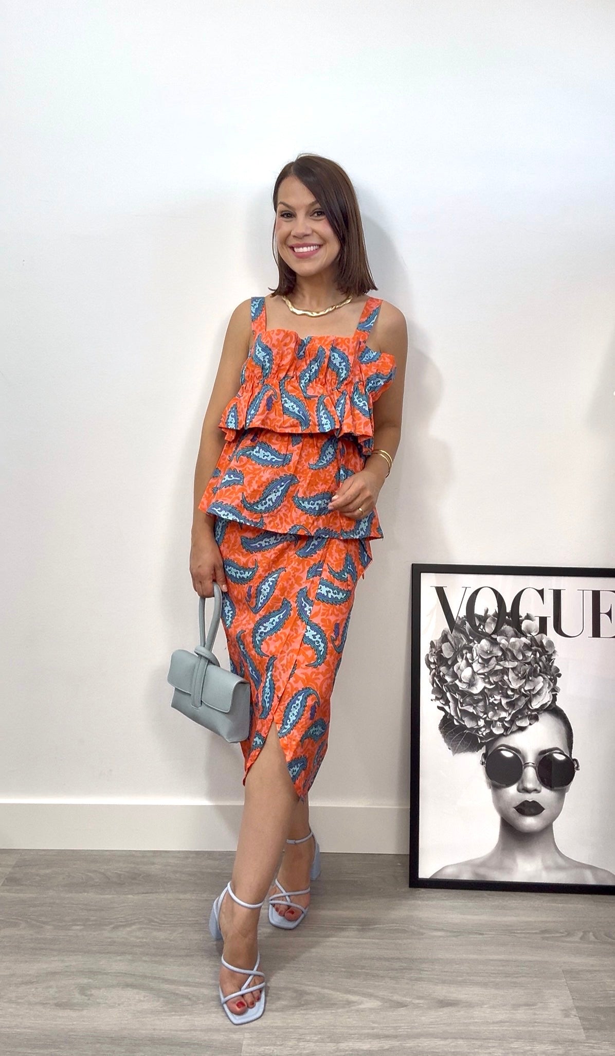 Falda estampada naranja