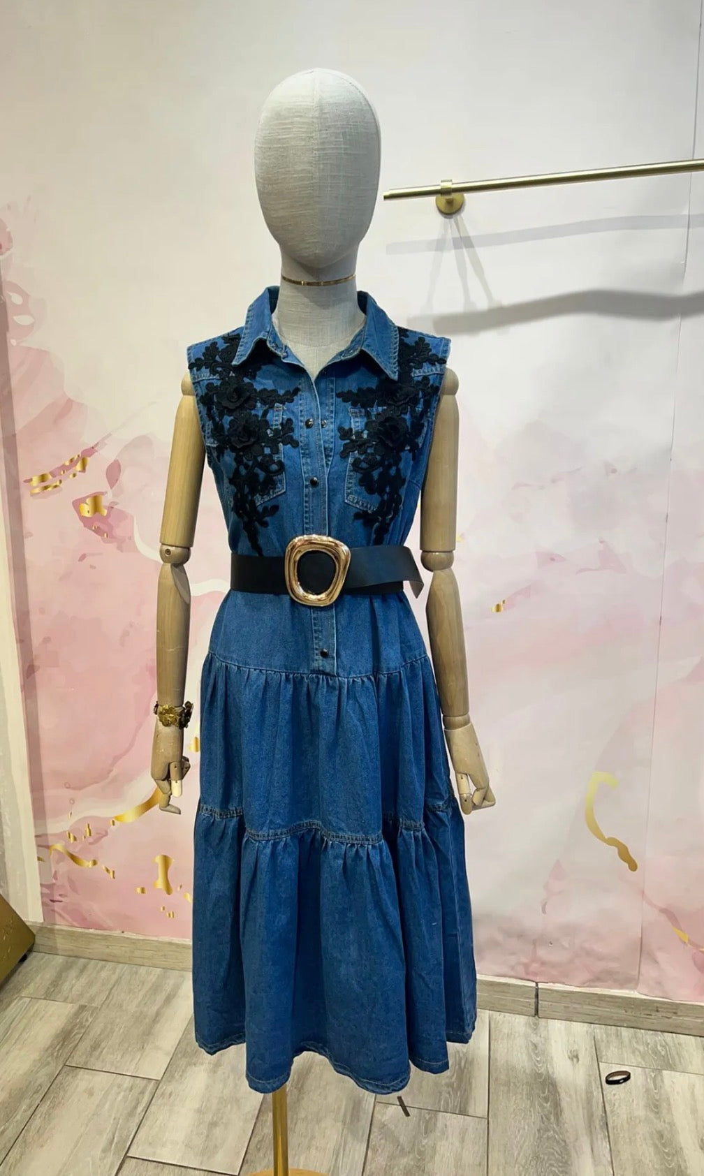 Vestido Denim Bordado