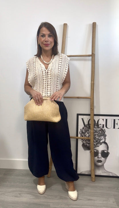 Top Crochet Beige