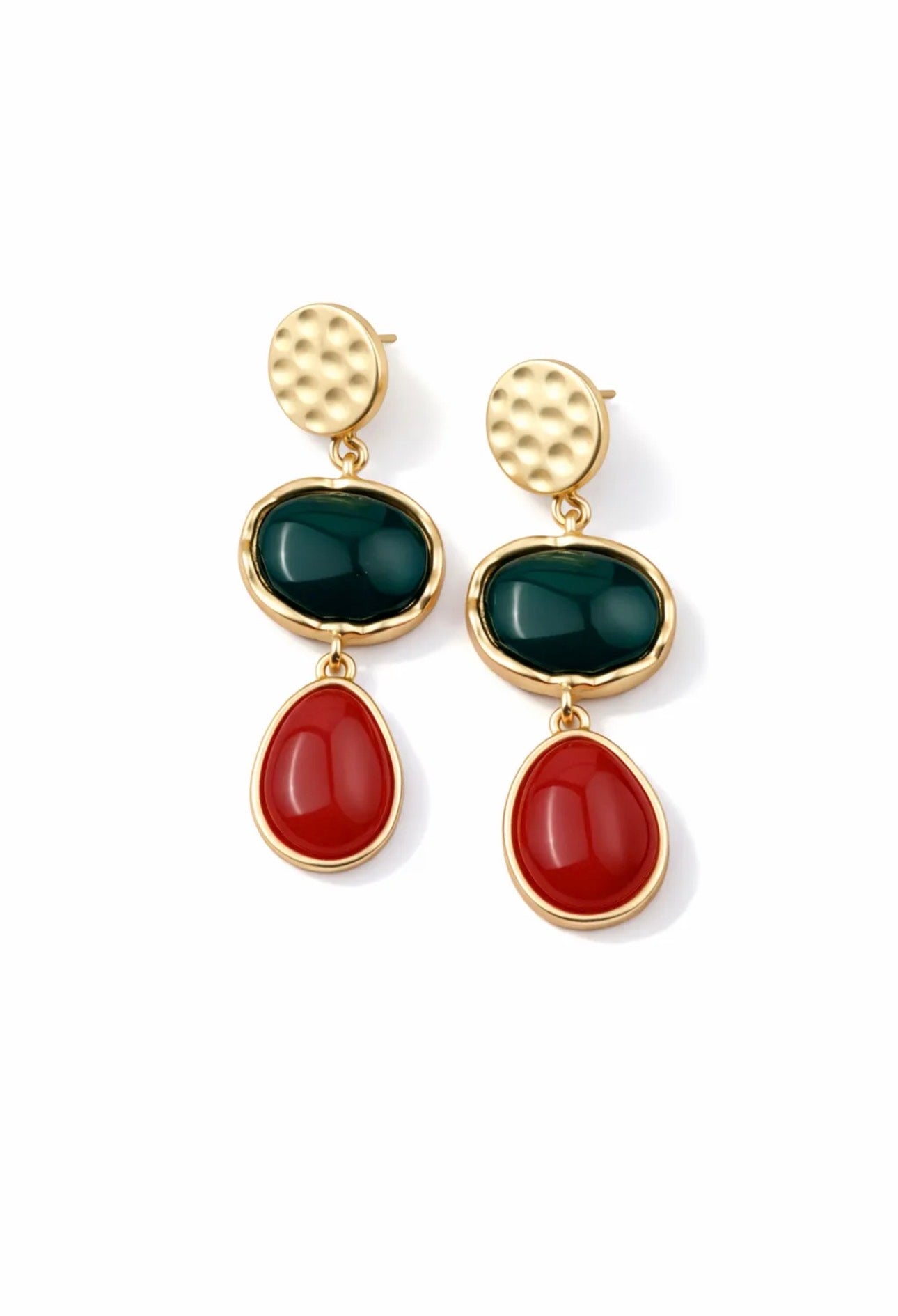 Pendientes granate y verde