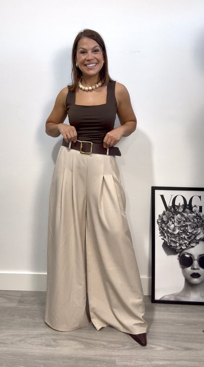 Pantalón Palazzo beige
