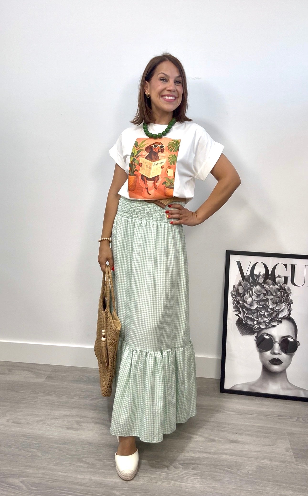 Falda Vichy verde
