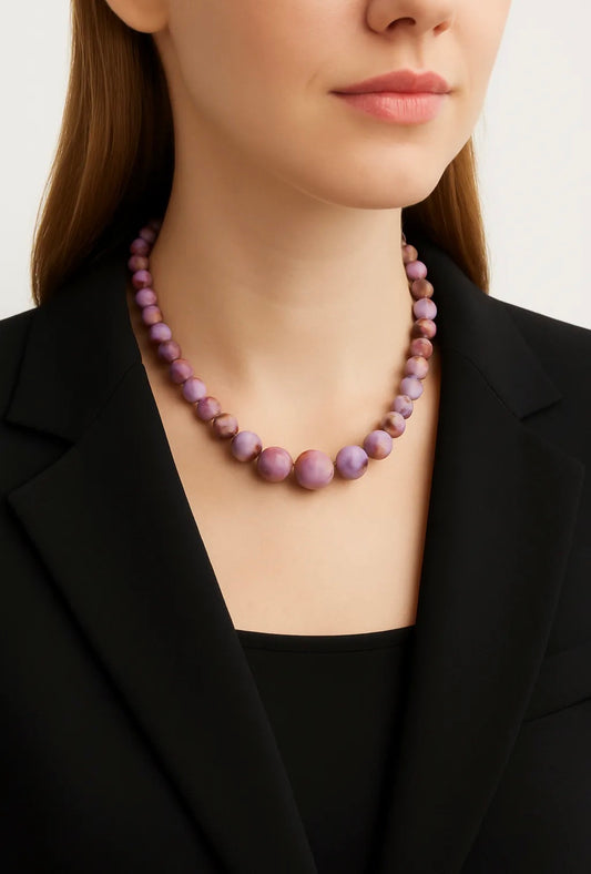 Collar Corto de Bolas Morado