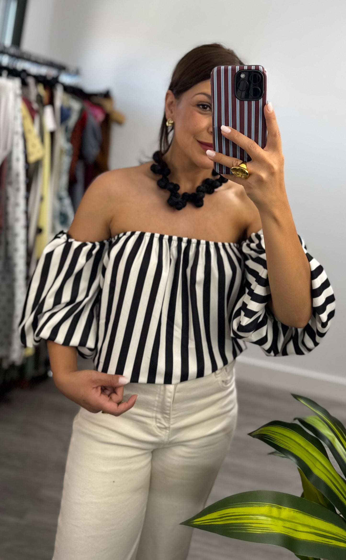 Blusa de Rayas Negro