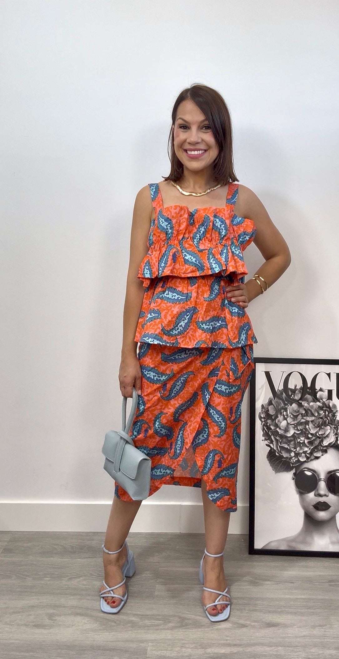 Blusa top estampado naranja