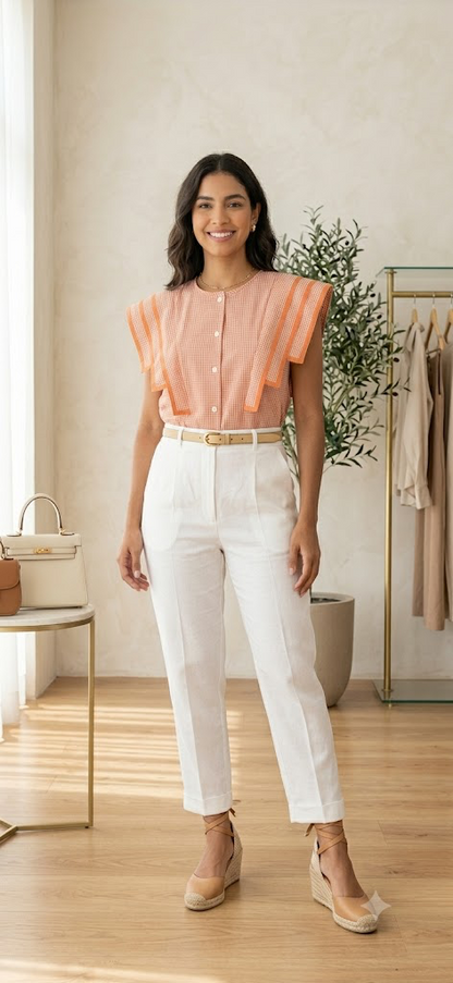 Blusa de Cuadros Vichy Naranja
