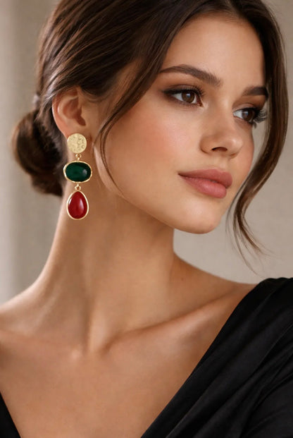 Pendientes granate y verde