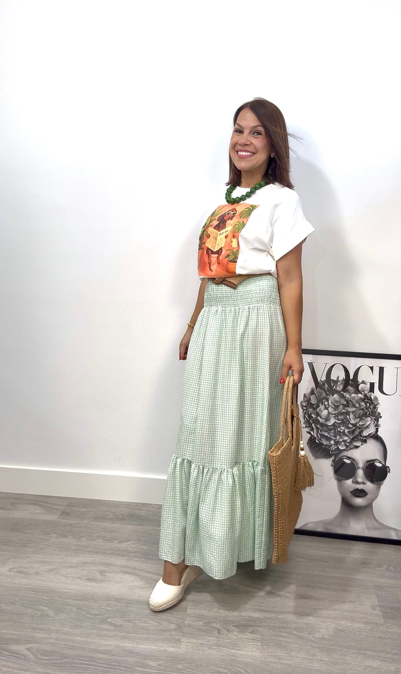 Falda Vichy verde