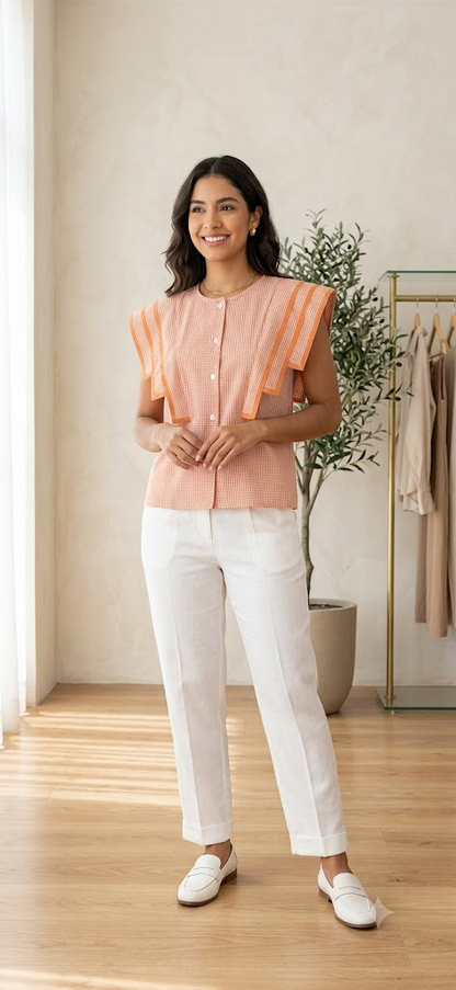 Blusa de Cuadros Vichy Naranja