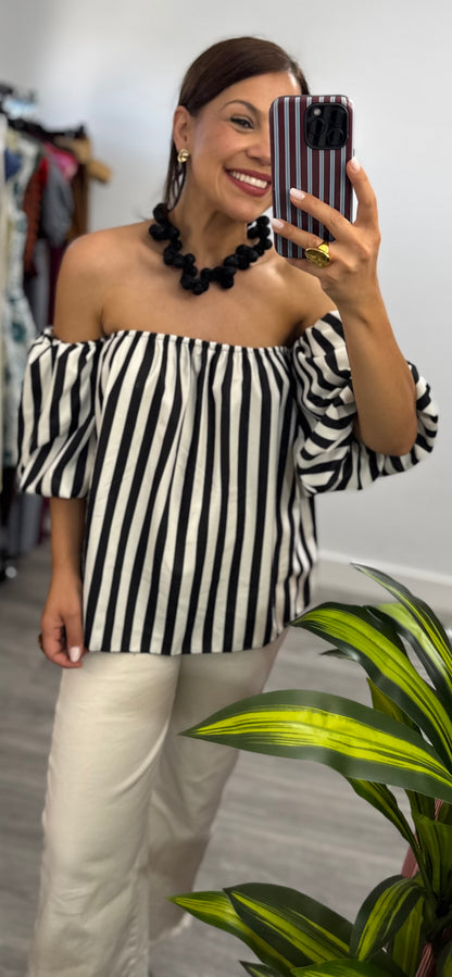Blusa de Rayas Negro