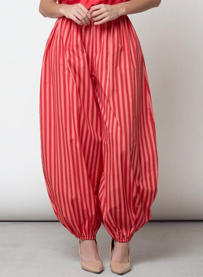 Pantalón Bombacho de rayas Rosa