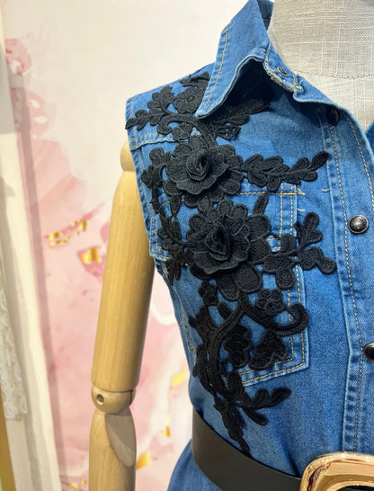 Vestido Denim Bordado
