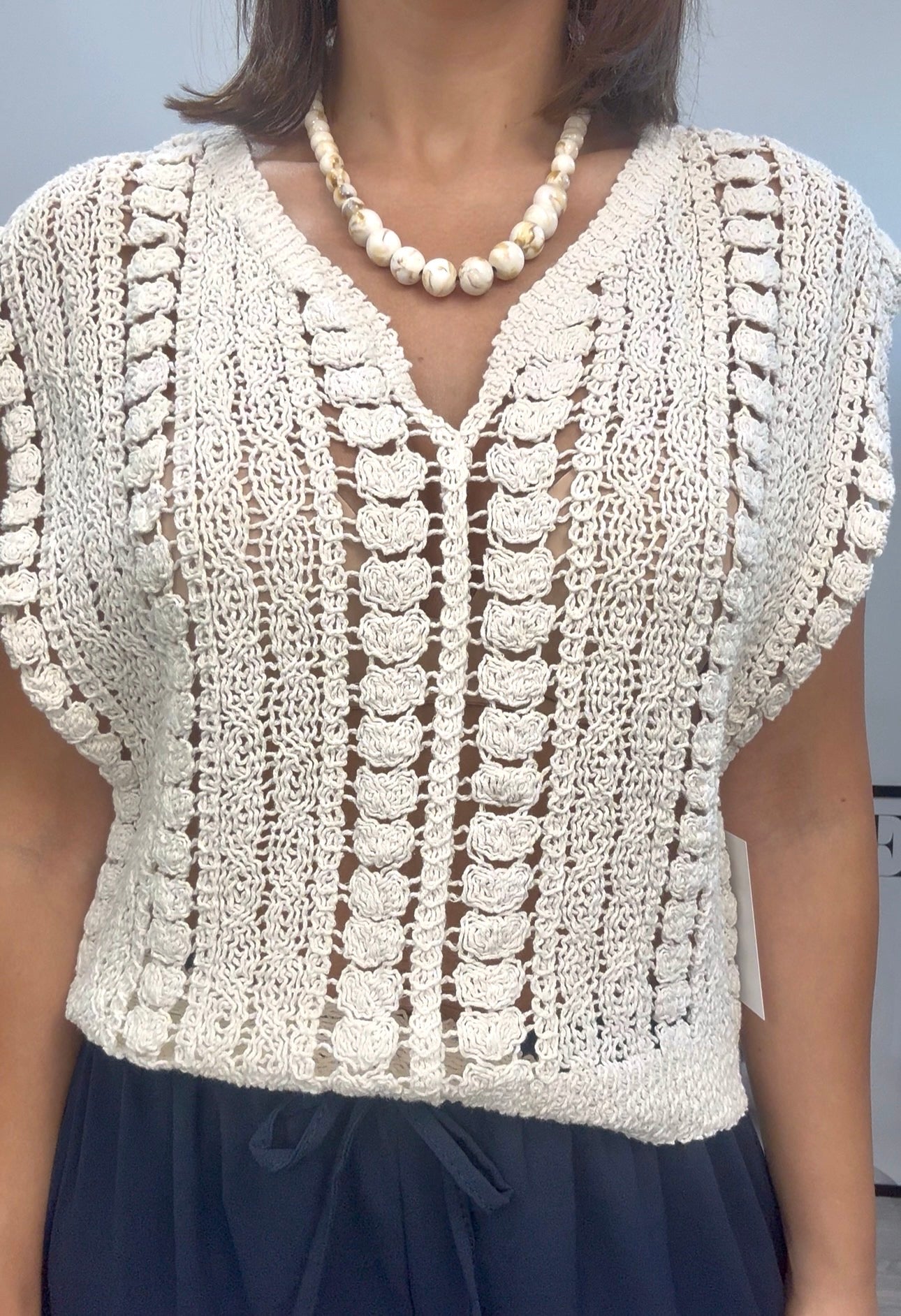 Top Crochet Beige