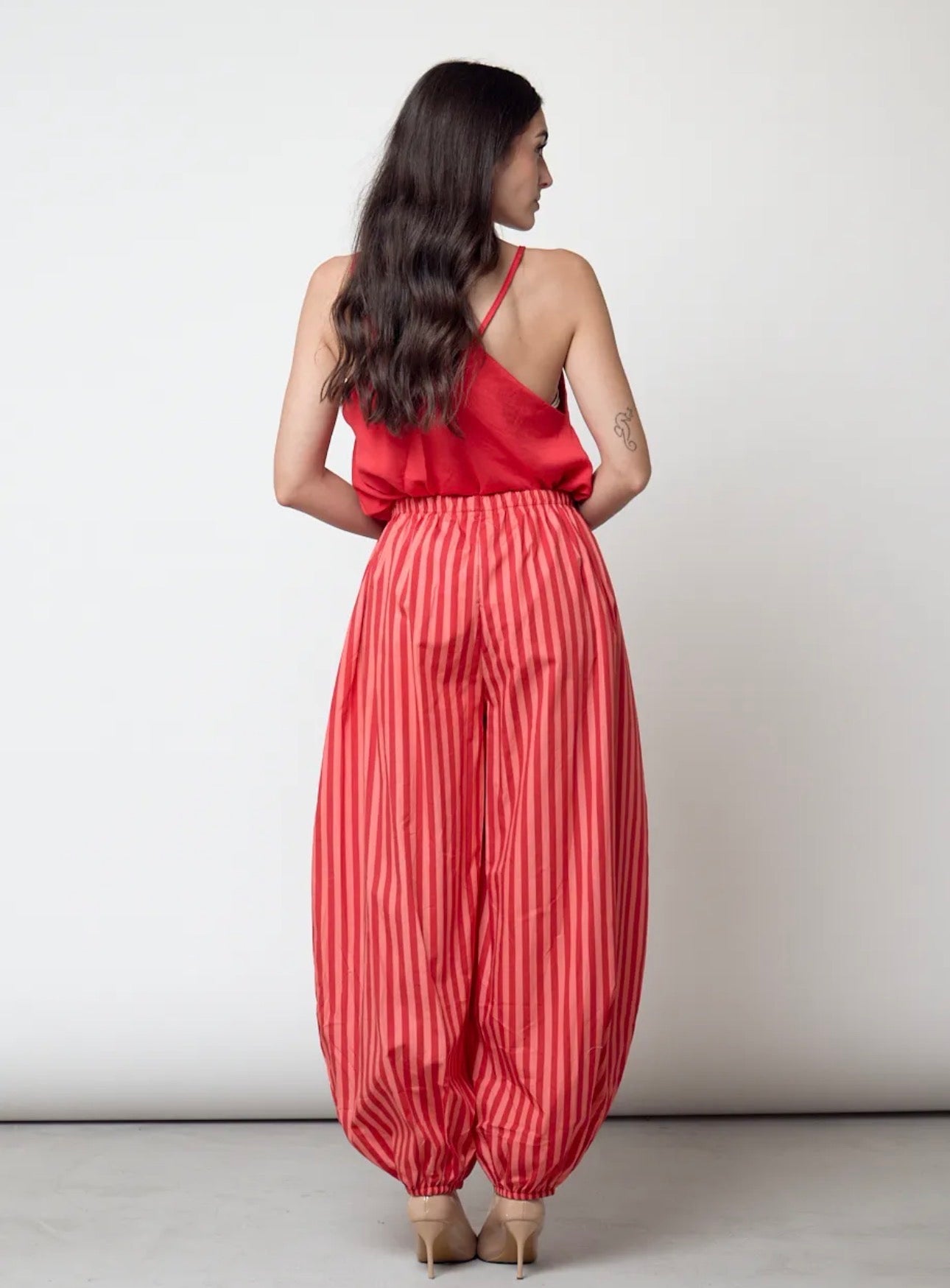 Pantalón Bombacho de rayas Rosa