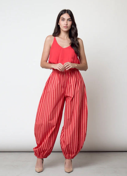 Pantalón Bombacho de rayas Rosa