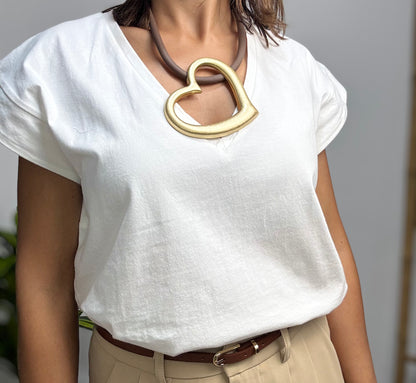 Camiseta básica escote en V sin manga