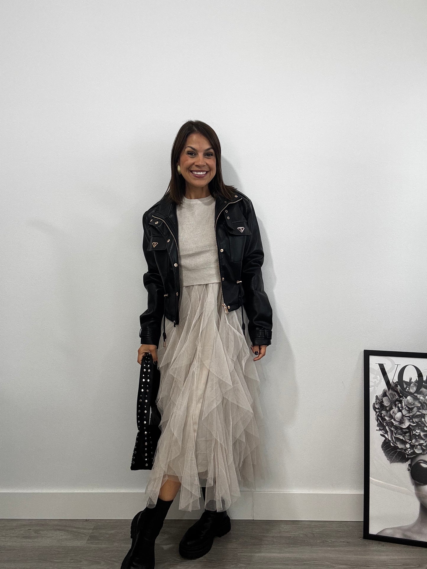 Vestido midi con jersey de punto