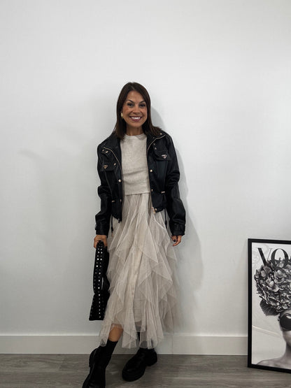 Vestido midi con jersey de punto