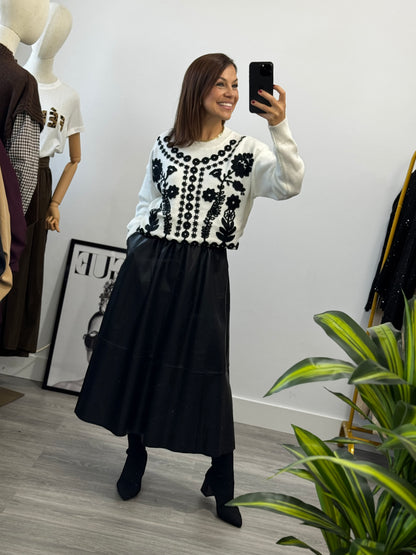 Falda Midi Polipiel