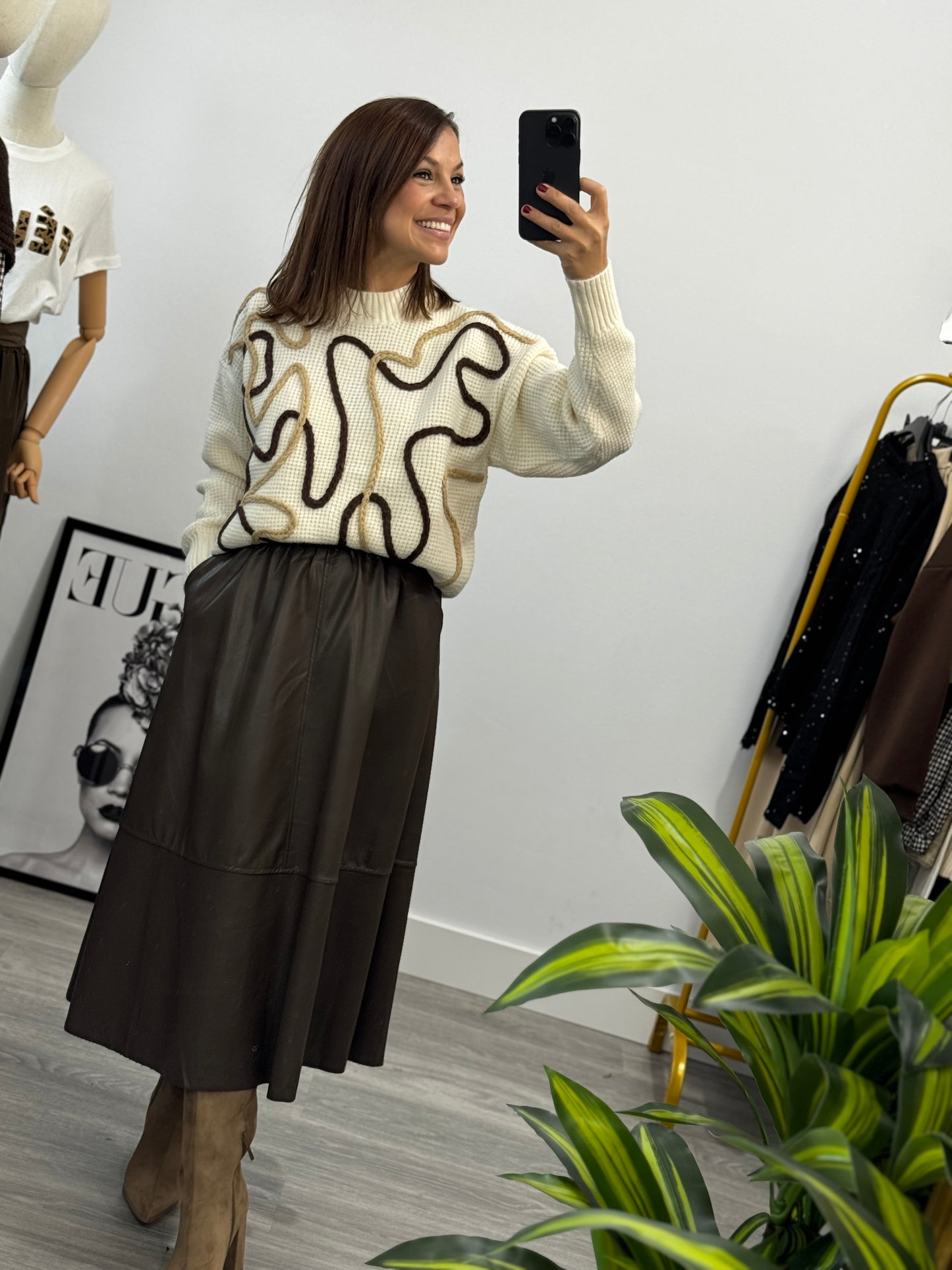 Falda Midi Polipiel